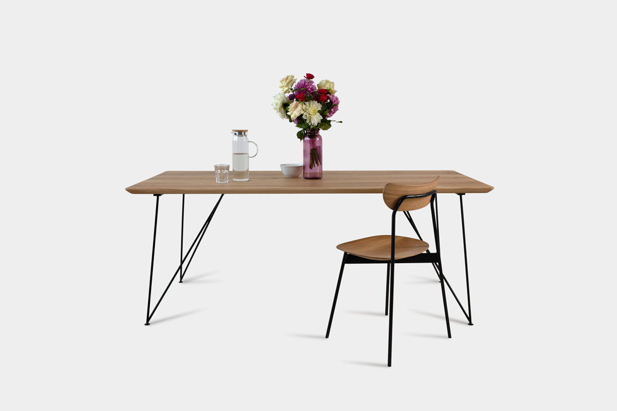 Bauhaus Walnut Dining Table on Metal Legs | AEMILIA-Hardman Design