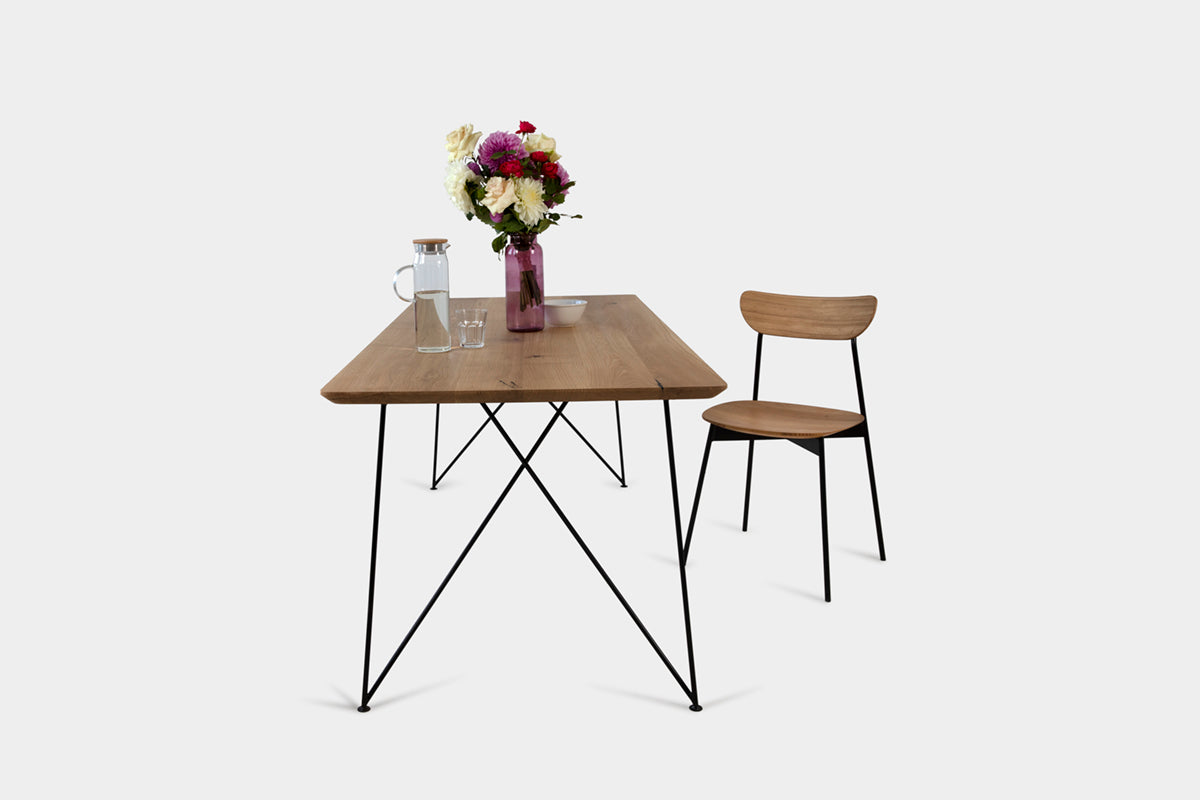 Bauhaus Walnut Dining Table on Metal Legs | AEMILIA-Hardman Design