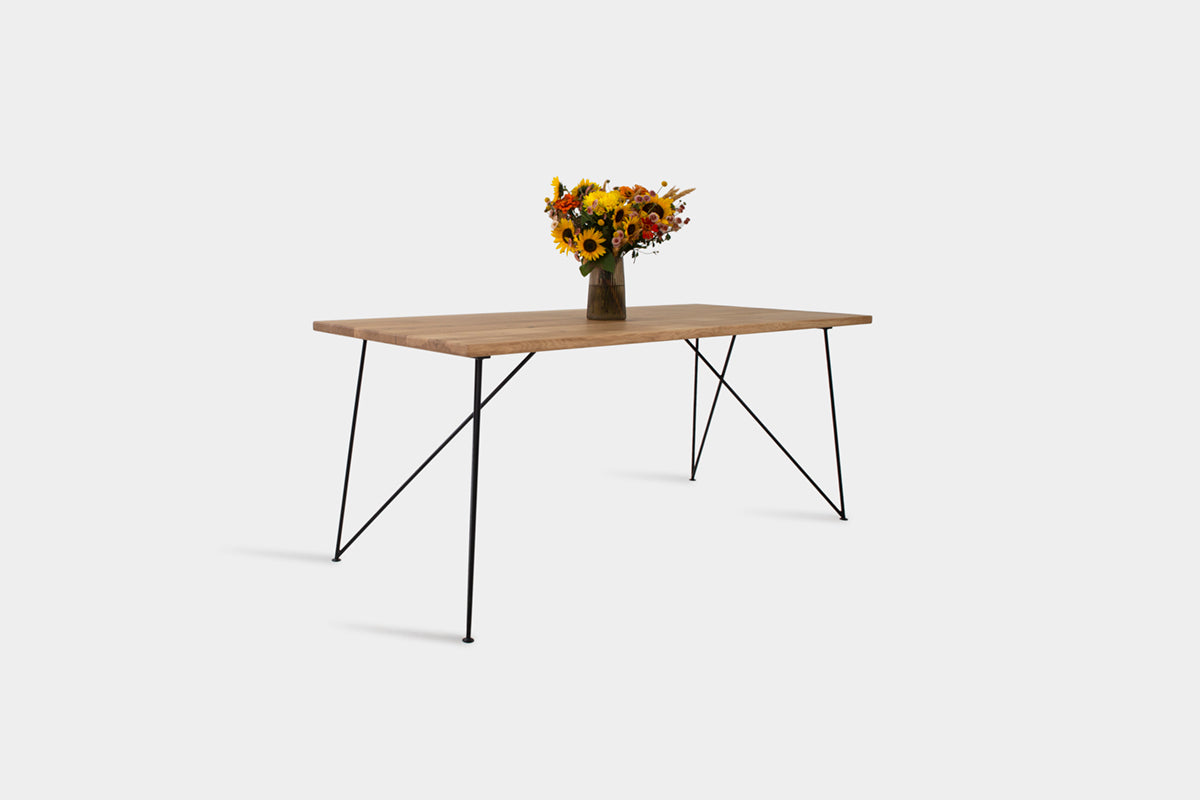 Bauhaus Walnut Dining Table on Metal Legs | AEMILIA-Hardman Design