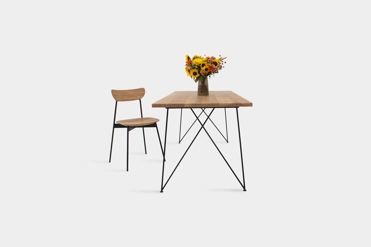 Bauhaus Walnut Dining Table on Metal Legs | AEMILIA-Hardman Design