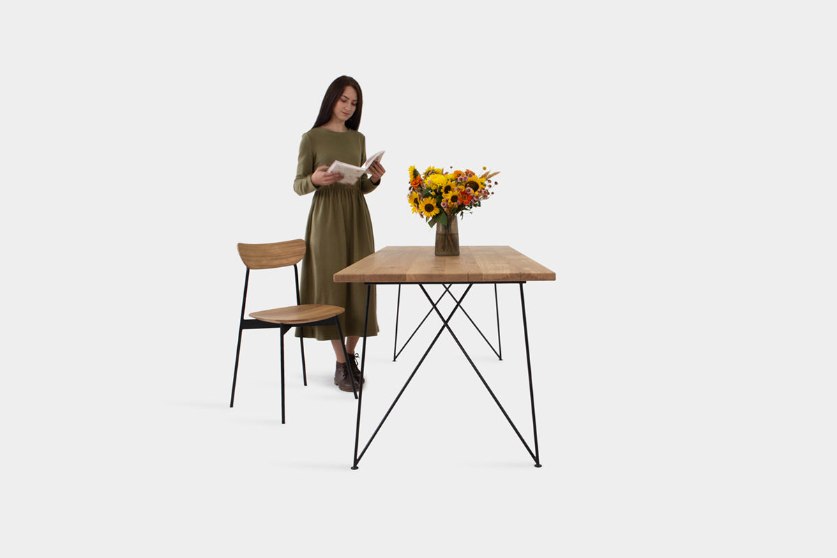 Bauhaus Walnut Dining Table on Metal Legs | AEMILIA-Hardman Design