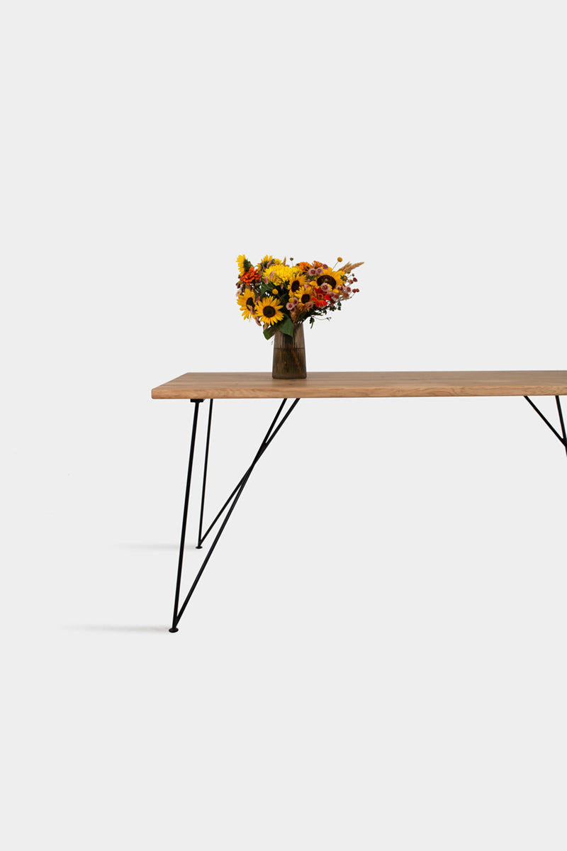 Bauhaus Walnut Dining Table on Metal Legs | AEMILIA-Hardman Design
