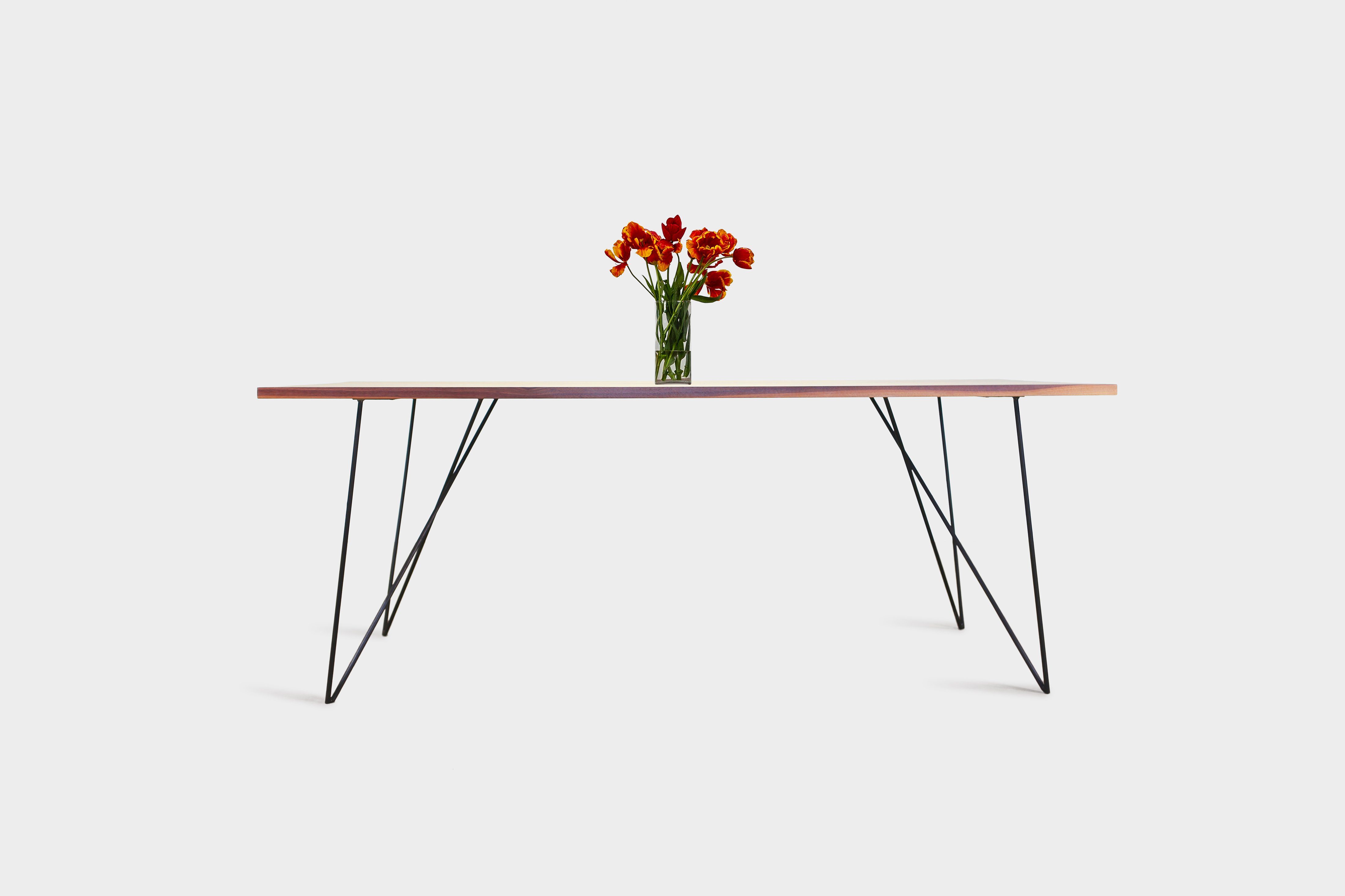 Bauhaus Walnut Dining Table on Metal Legs | AEMILIA-Hardman Design