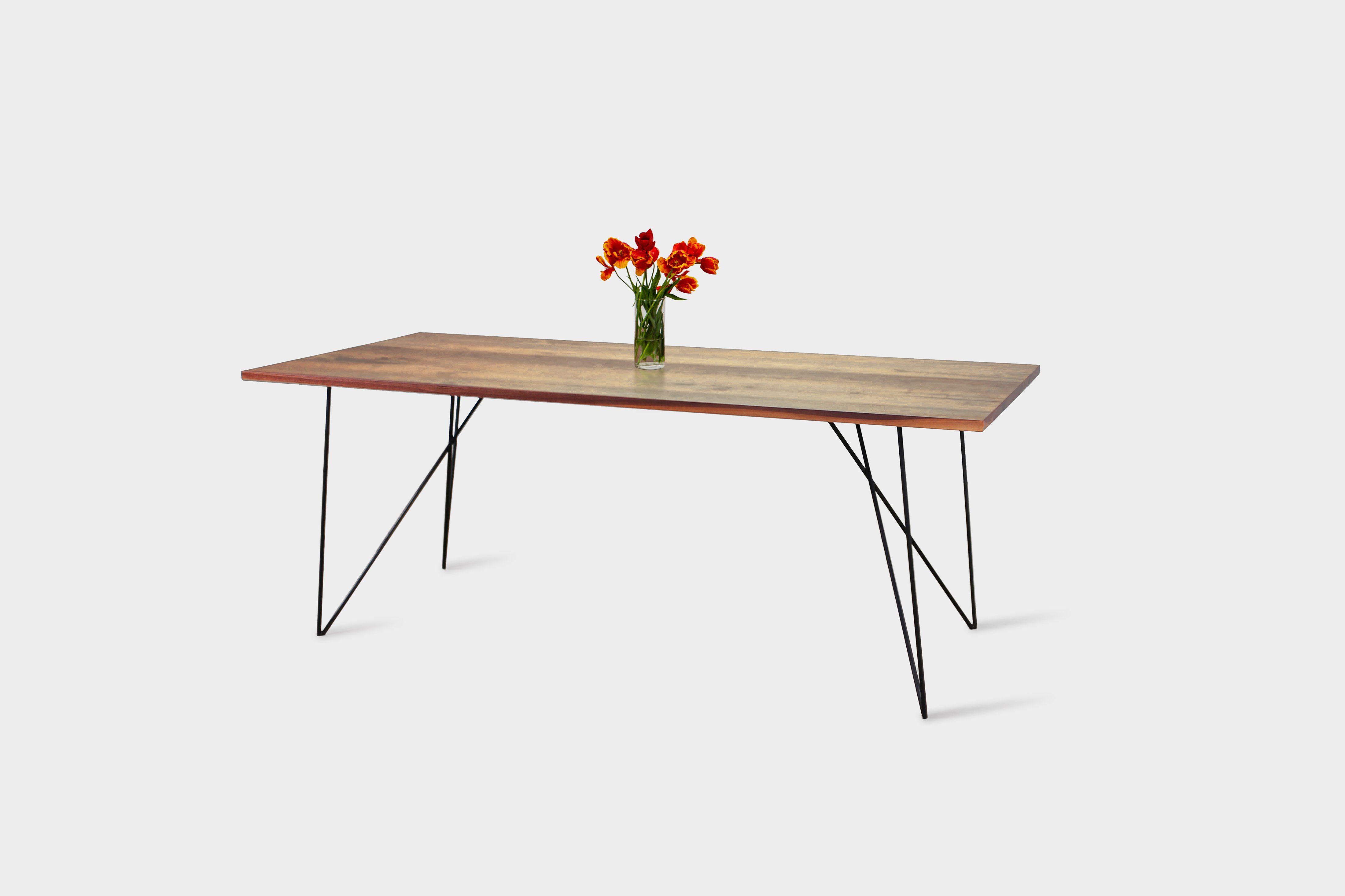 Bauhaus Walnut Dining Table on Metal Legs | AEMILIA-Hardman Design