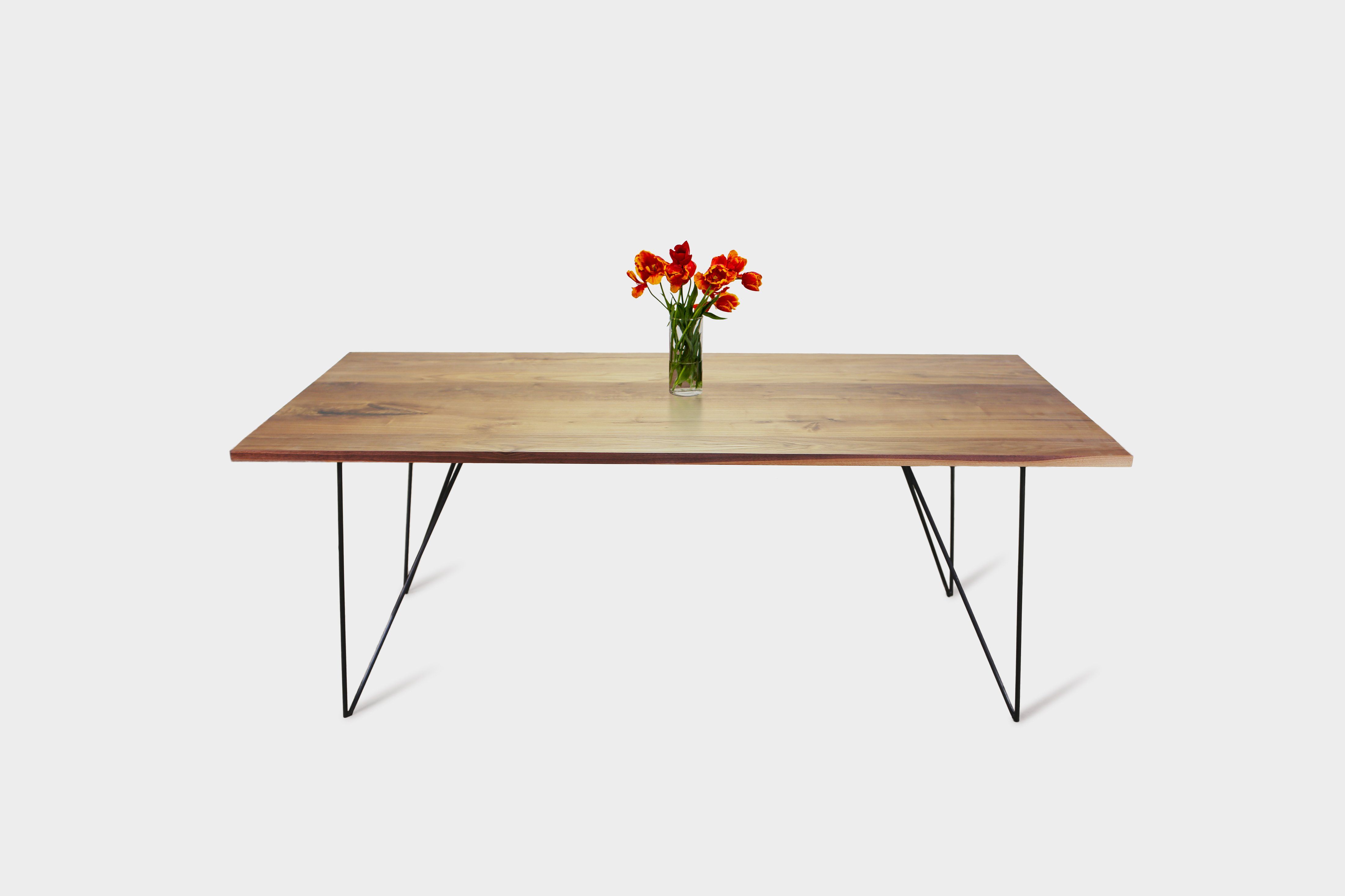 Bauhaus Walnut Dining Table on Metal Legs | AEMILIA-Hardman Design