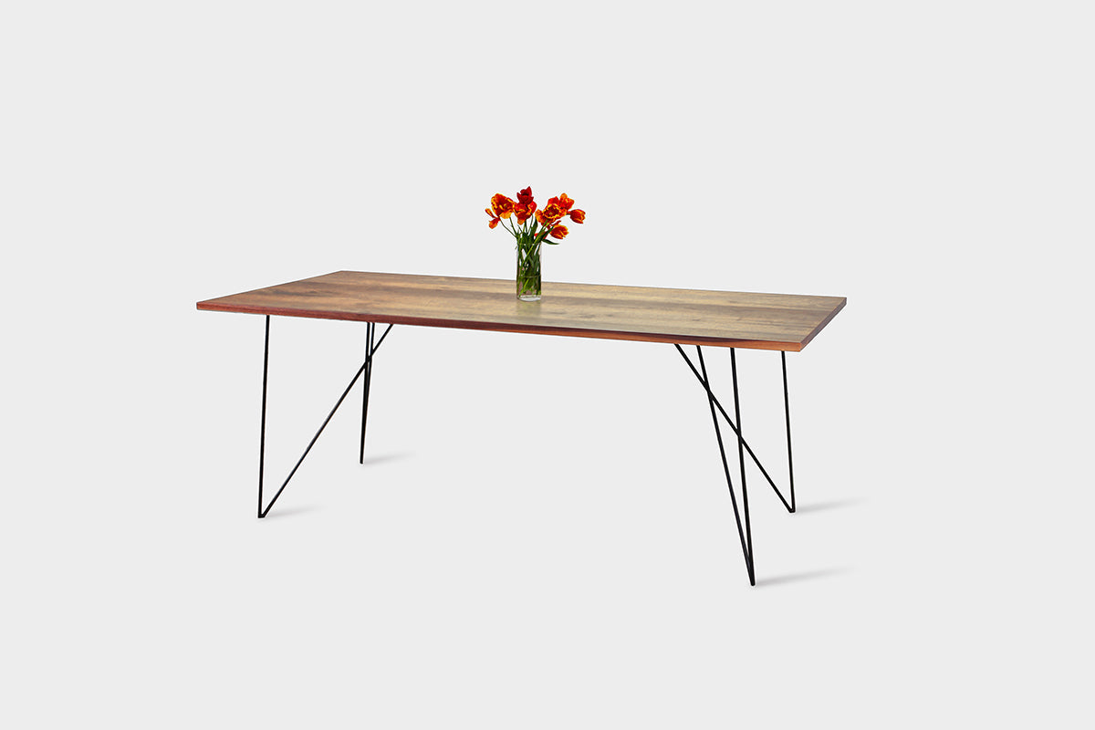 Bauhaus Walnut Dining Table on Metal Legs | AEMILIA-Hardman Design