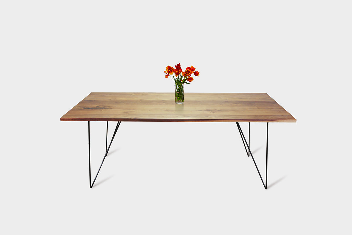 Bauhaus Walnut Dining Table on Metal Legs | AEMILIA-Hardman Design