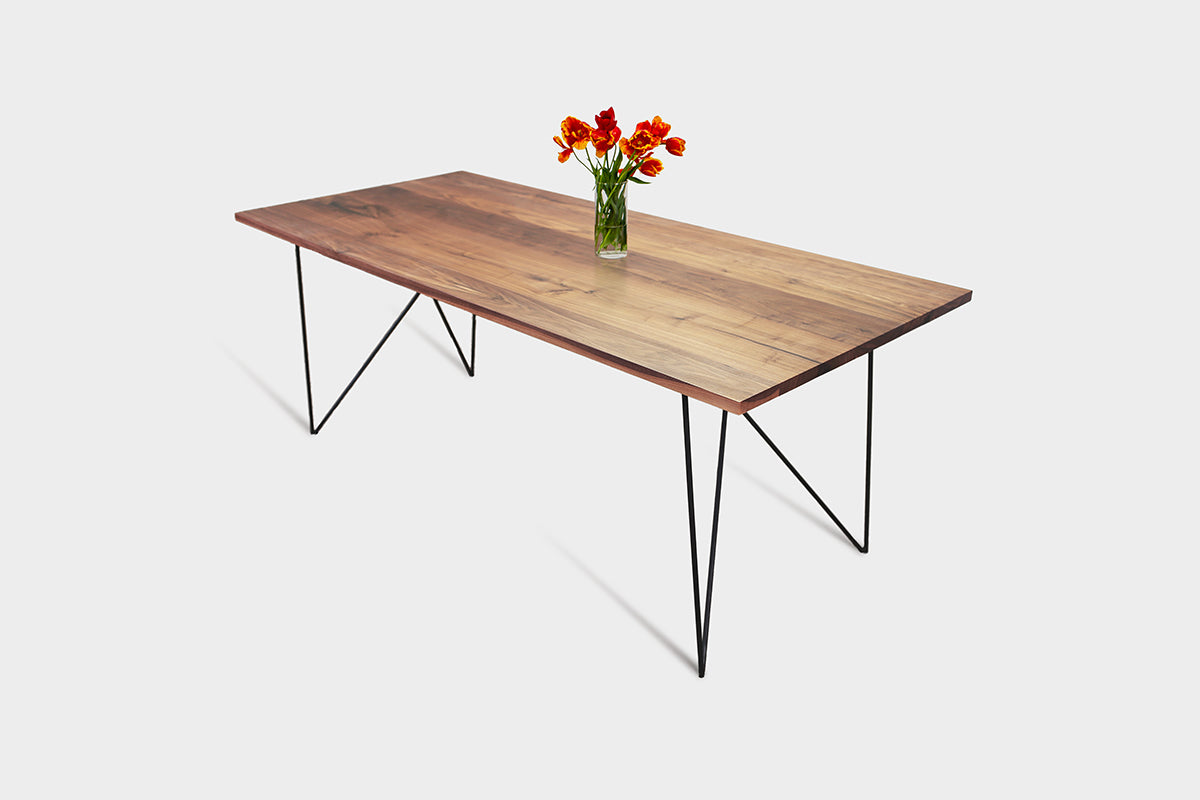 Bauhaus Walnut Dining Table on Metal Legs | AEMILIA-Hardman Design