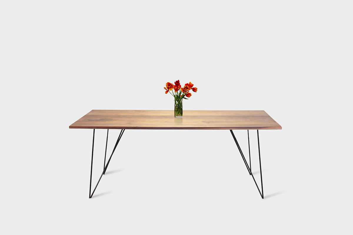 Bauhaus Walnut Dining Table on Metal Legs | AEMILIA-Hardman Design