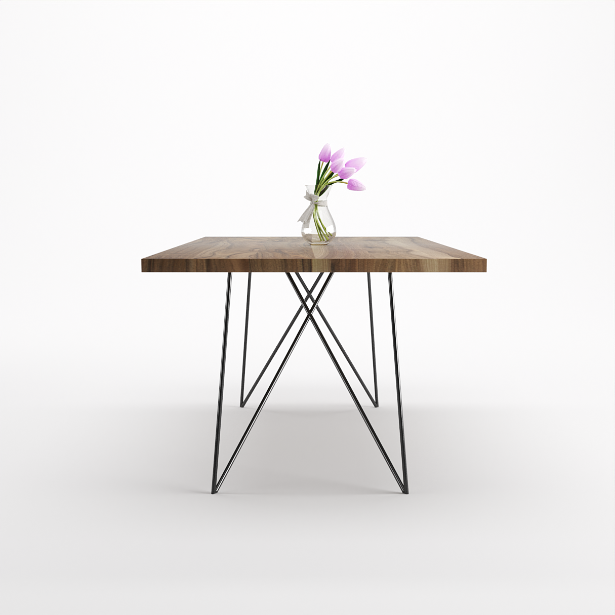 Bauhaus Walnut Dining Table on Metal Legs | AEMILIA-Hardman Design