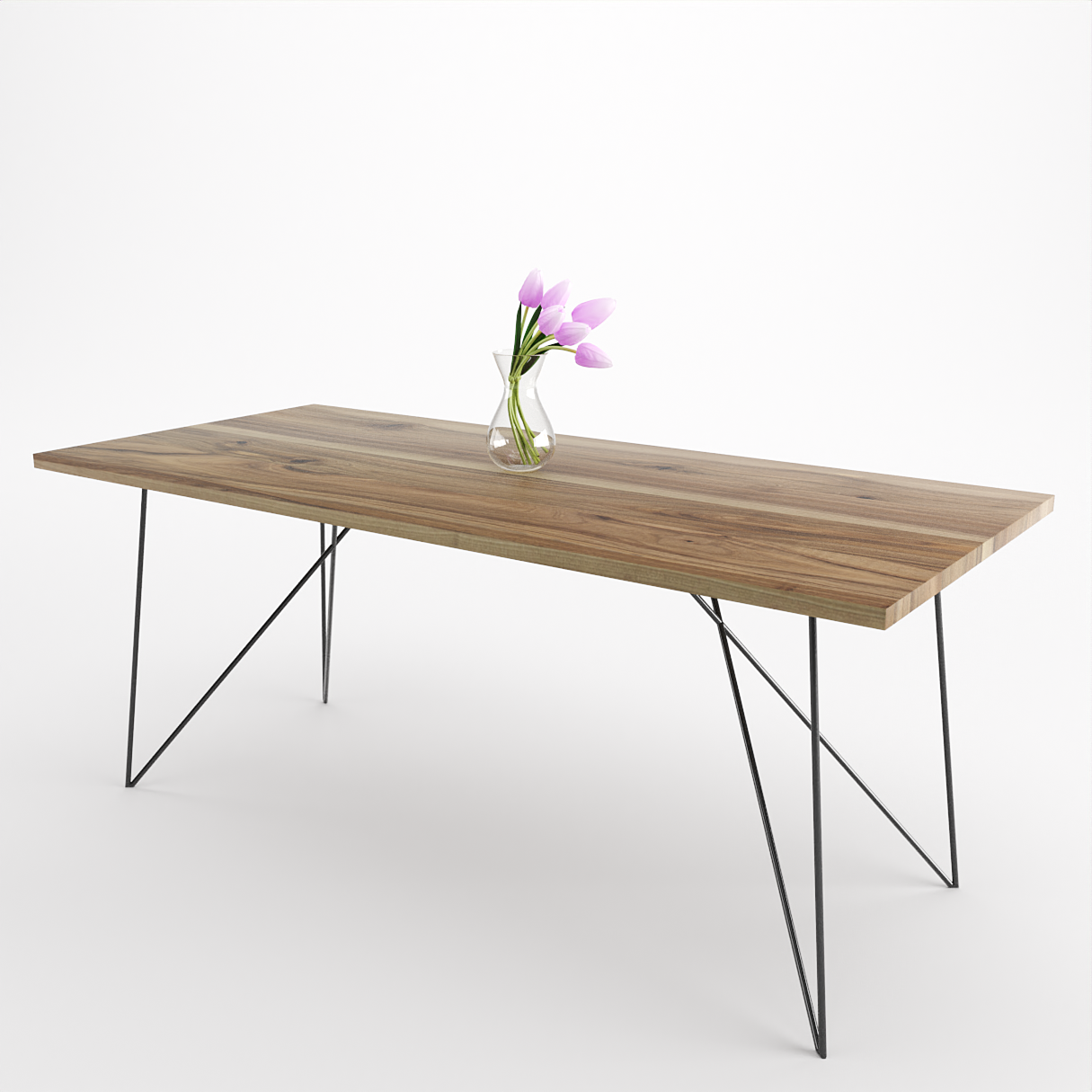 Bauhaus Walnut Dining Table on Metal Legs | AEMILIA-Hardman Design