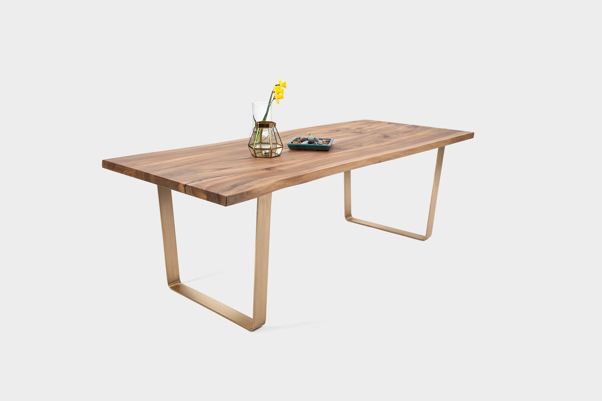 Walnut Dining Table on Brass U-Legs | MILANO-Hardman Design